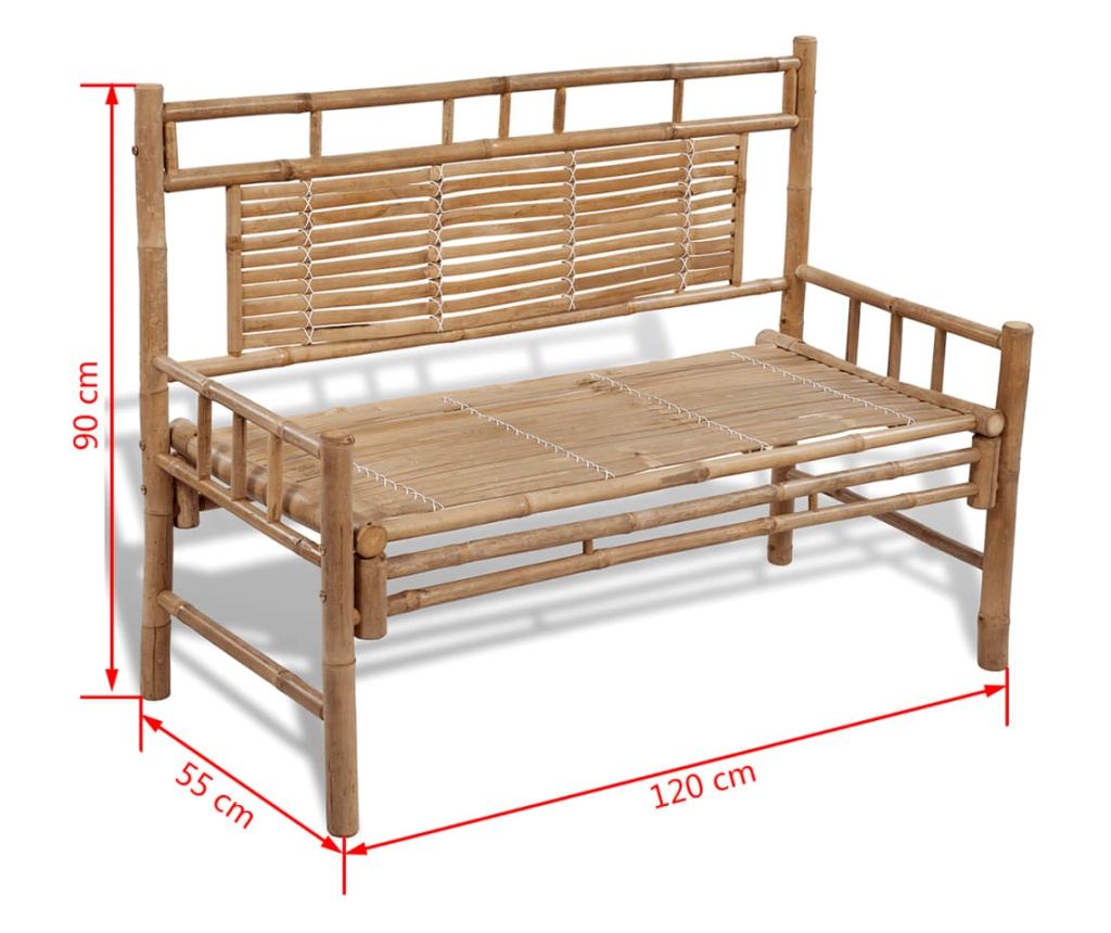 Vrtna klupa, 120 cm, bambus - 5
