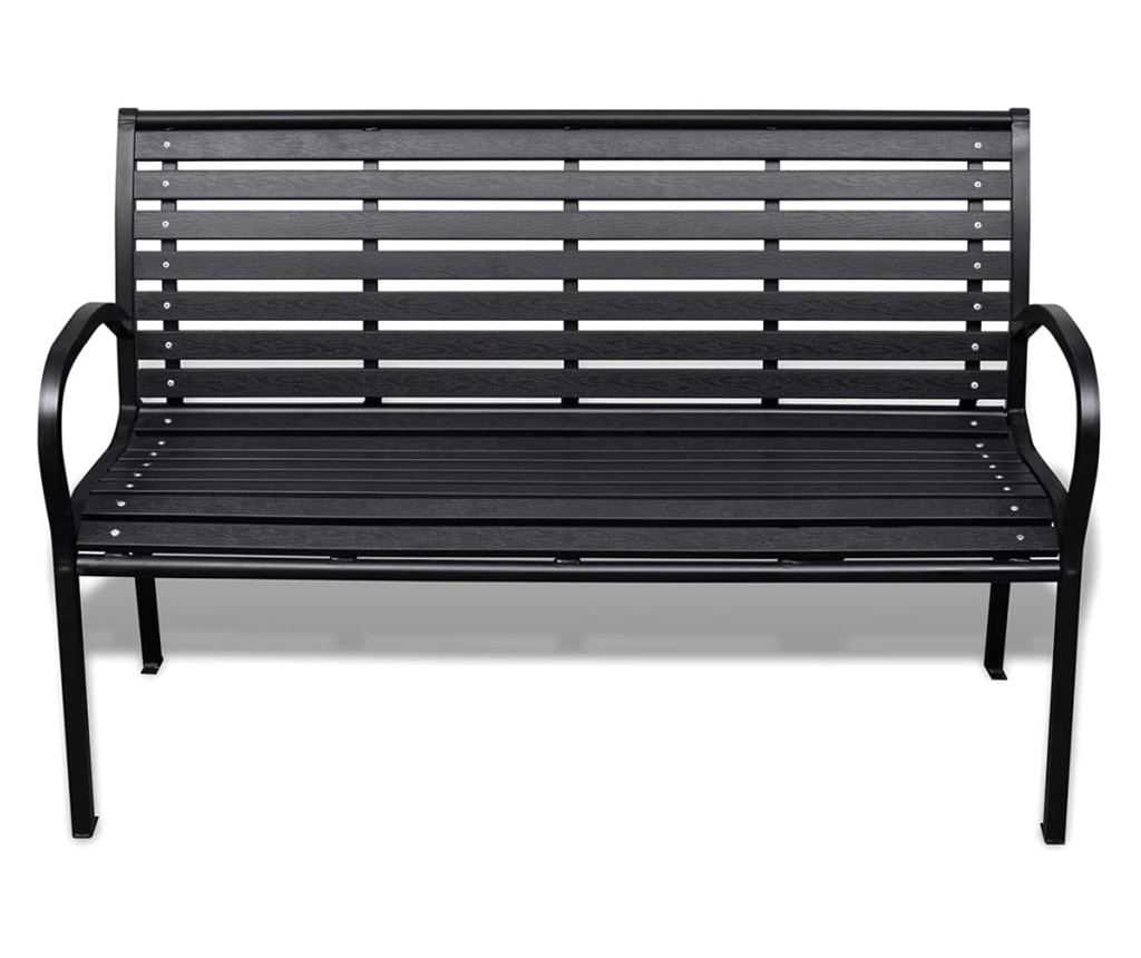 Vrtna klupa, crna, 125 cm, čelik i WPC - 2