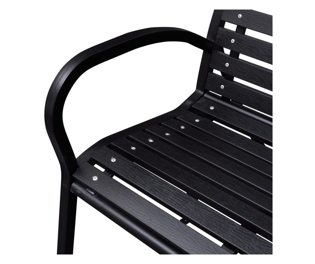 Vrtna klupa, crna, 125 cm, čelik i WPC - 3