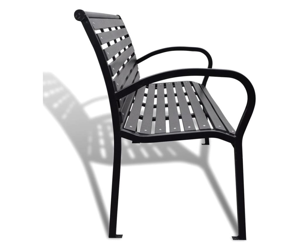 Vrtna klupa, crna, 125 cm, čelik i WPC - 4