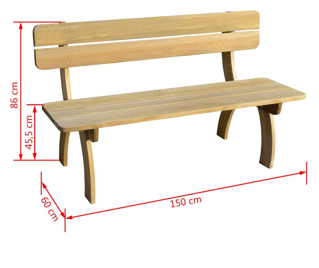 Vrtna klupa, 150 cm, tretirani bor - 3