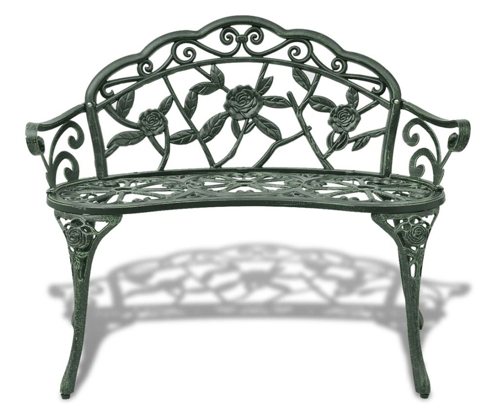Bancă de grădină, verde, 100 cm, aluminiu turnat - 2