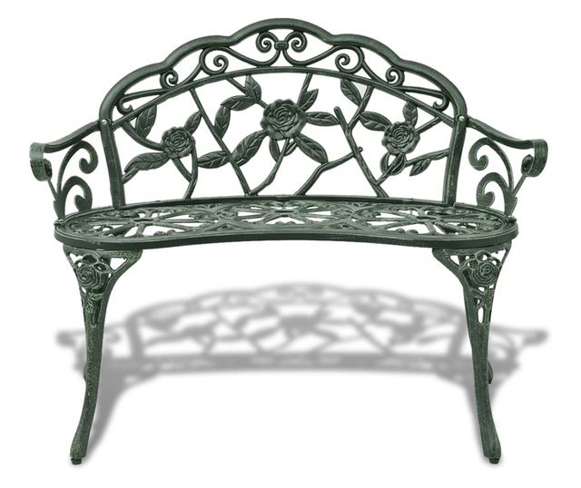 Vrtna klupa, zelena, 100 cm, lijevani aluminij