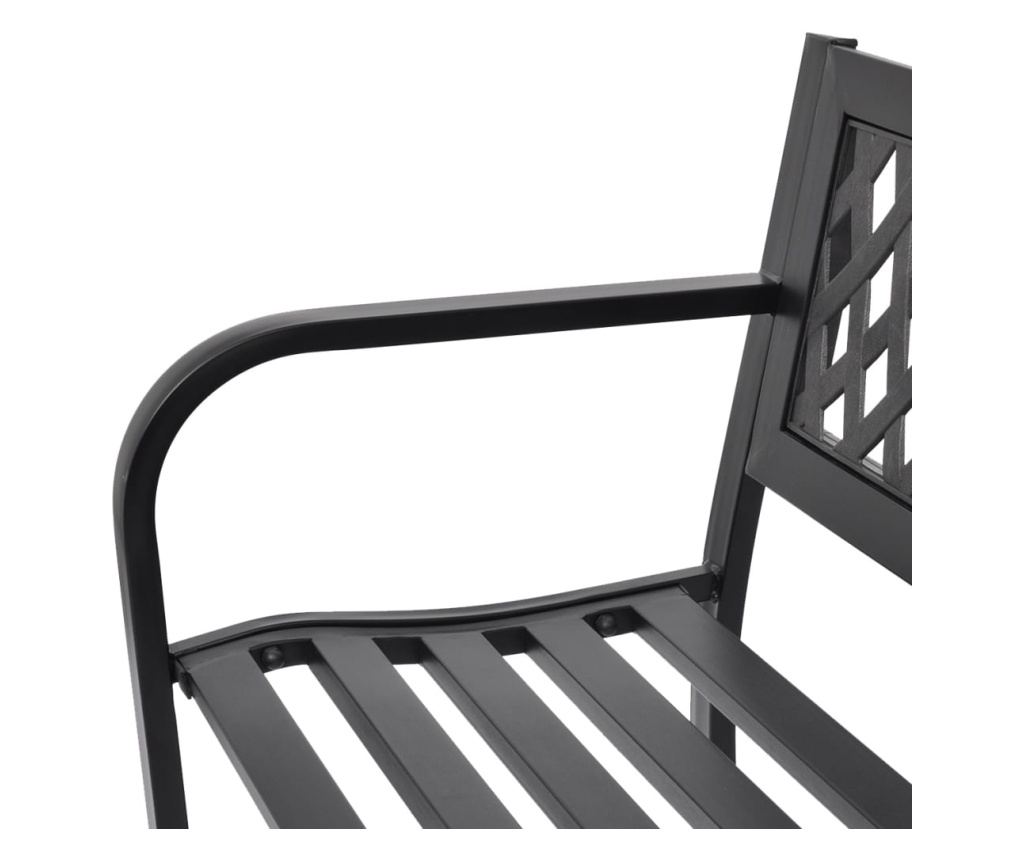 Vrtna klupa, crna, 118 cm, čelik - 3