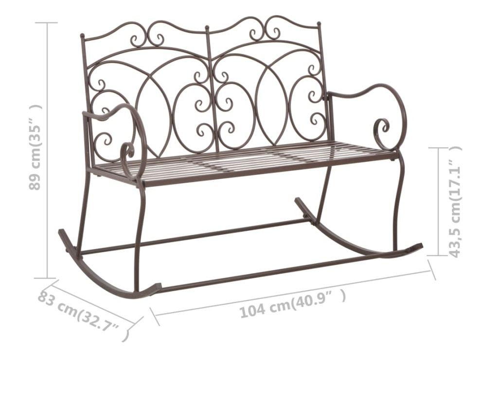 Vrtna klupa, vintage smeđa, 104 cm, željezo - 6