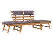 Vrtna klupa s jastucima 2-u-1, 190 cm, masivno drvo akacije thumbnail 2