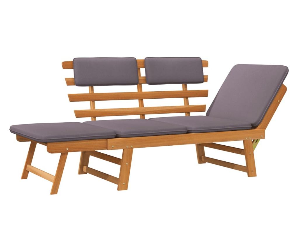 Vrtna klupa s jastucima 2-u-1, 190 cm, masivno drvo akacije - 4