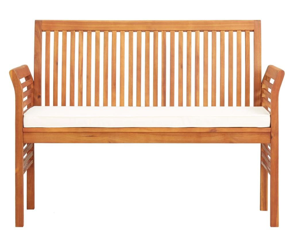 Vrtna klupa s 2 sjedala i jastukom, 120 cm, masivno drvo akacije - 2
