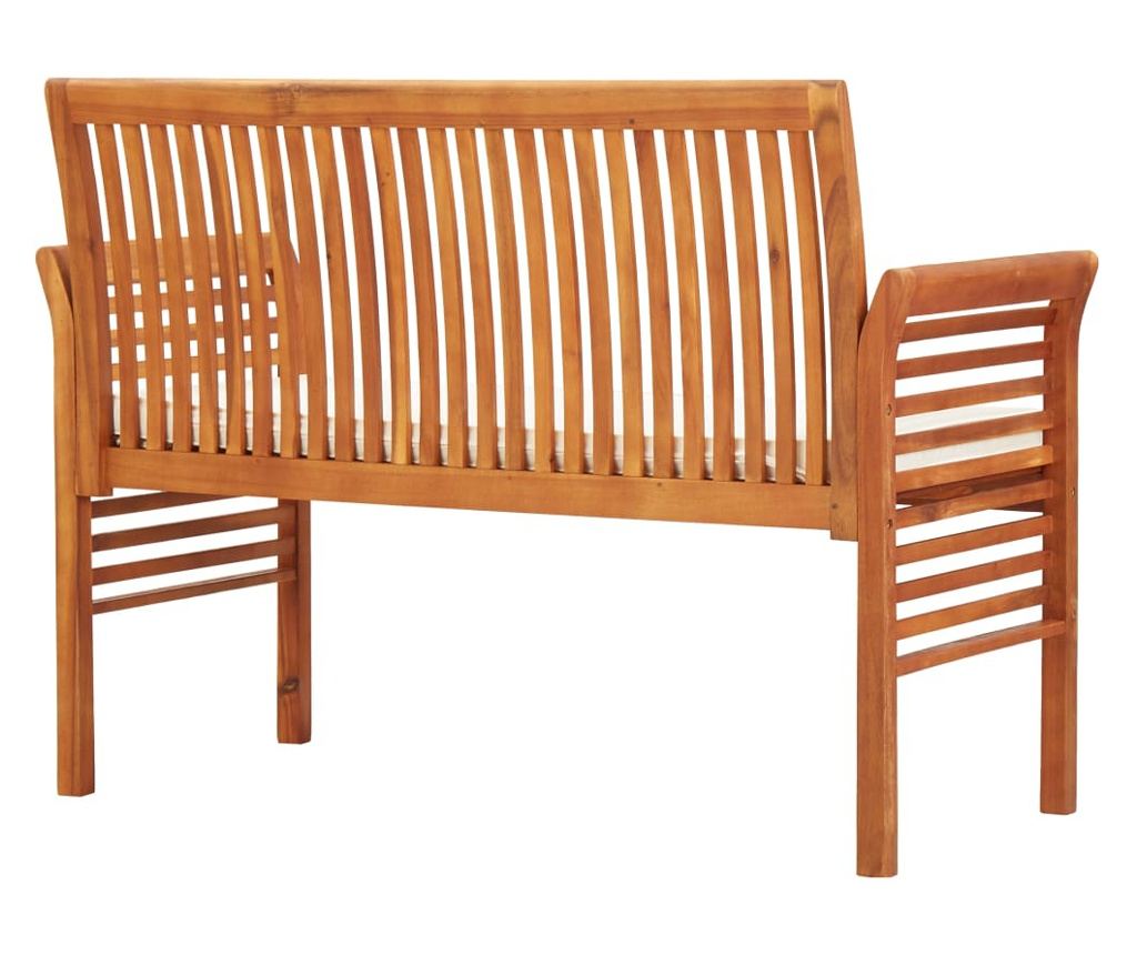 Vrtna klupa s 2 sjedala i jastukom, 120 cm, masivno drvo akacije - 4