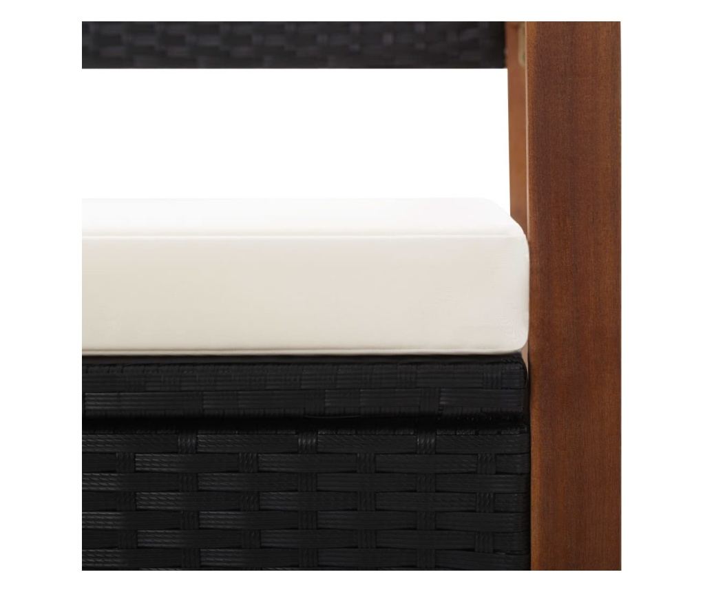 Skladišna klupa, crna, 110 cm, poliratan i akacijevo drvo - 6