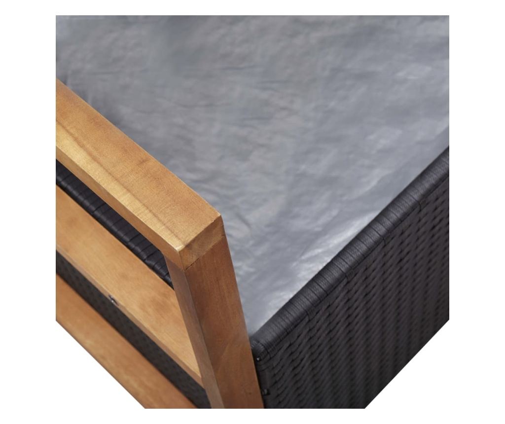 Skladišna klupa, crna, 110 cm, poliratan i akacijevo drvo - 8