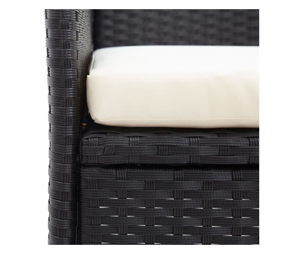 Vrtna klupa s malim stolom, 2 mjesta, crna, 143 cm, poliratan - 5