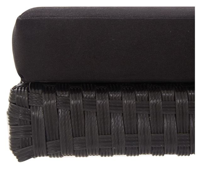 Vrtna klupa s jastucima, crna, 176 cm, poliratan