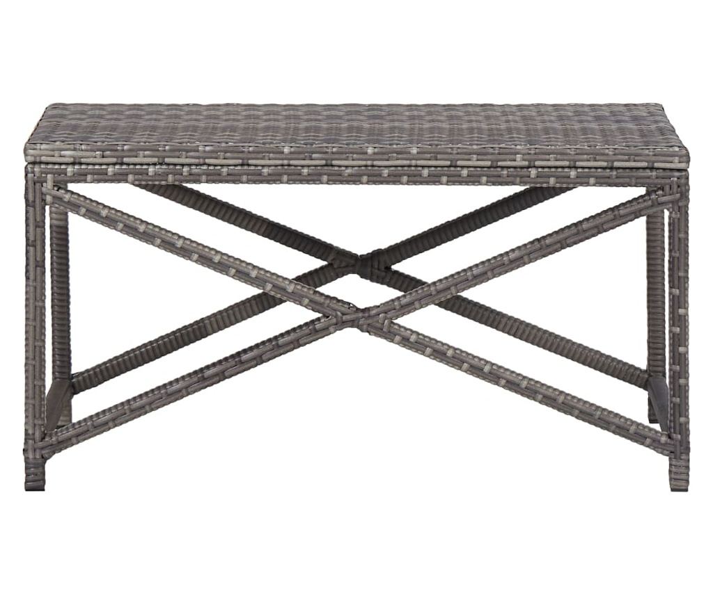 Vrtna klupa, siva, 80 cm, poliratan - 2