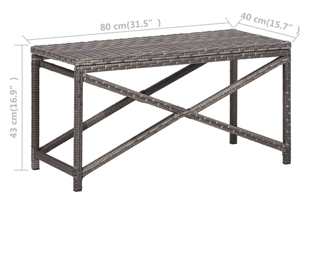 Vrtna klupa, siva, 80 cm, poliratan - 5