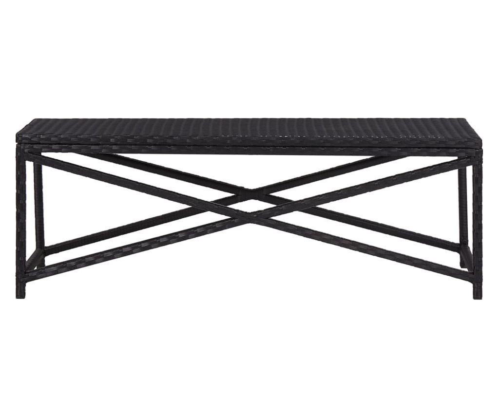 Vrtna klupa, crna, 120 cm, poliratan - 2