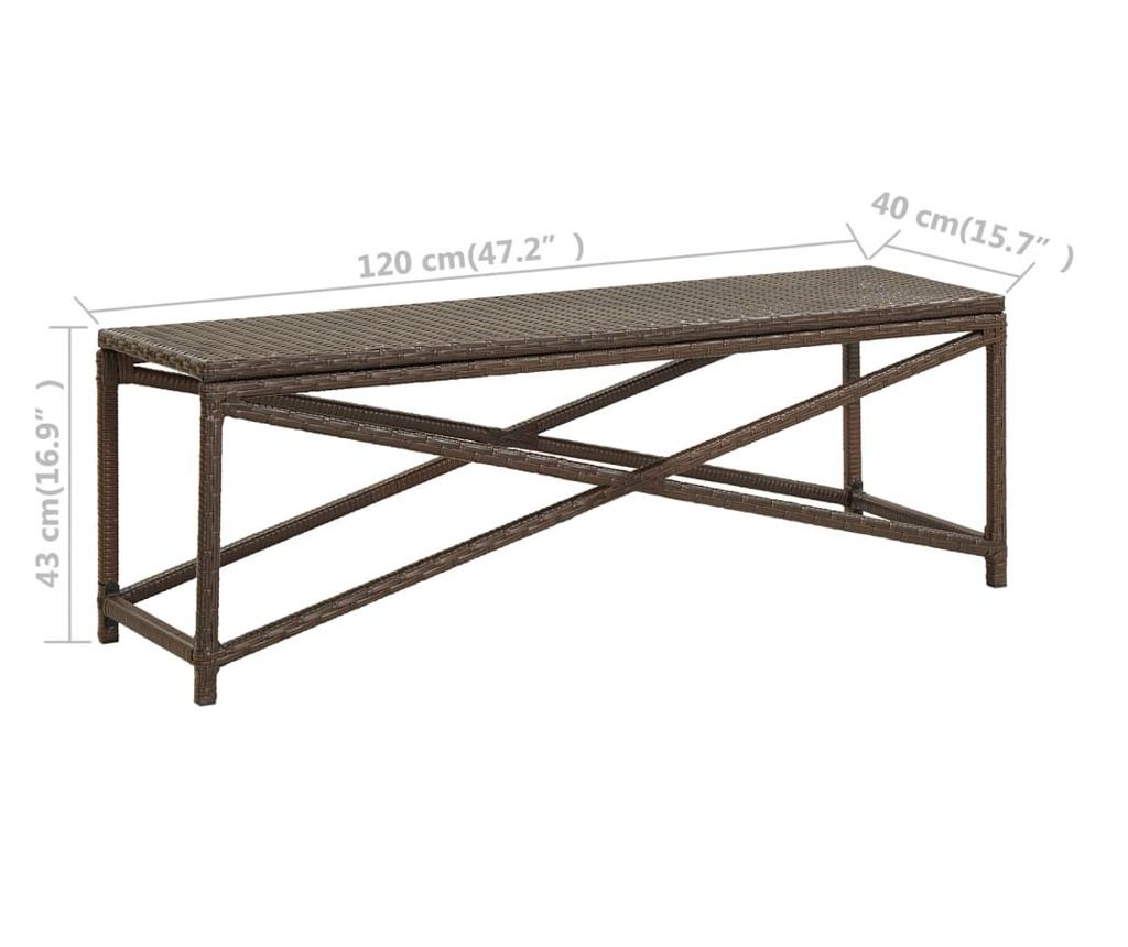 Vrtna klupa, smeđa, 120 cm, poliratan - 6