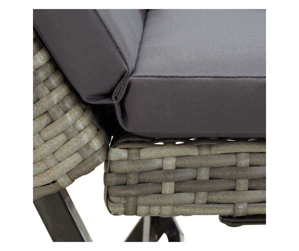 Vrtna klupa s jastucima, siva, 176 cm, polyrattan - 7
