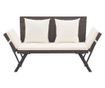 Градинска пейка с възглавници, кафява, 176 см, полиратан