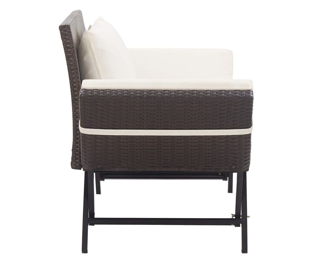 Vrtna klupa s jastucima, smeđa, 176 cm, poliratan - 3