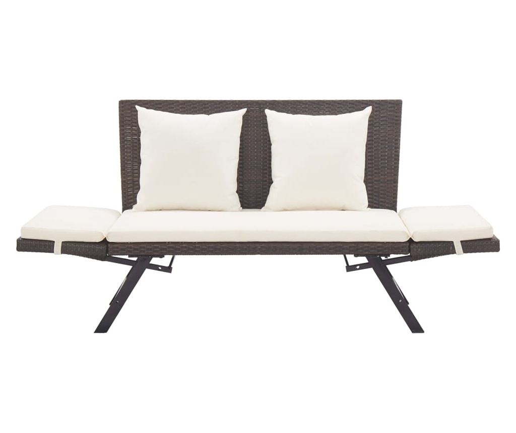 Vrtna klupa s jastucima, smeđa, 176 cm, poliratan - 6