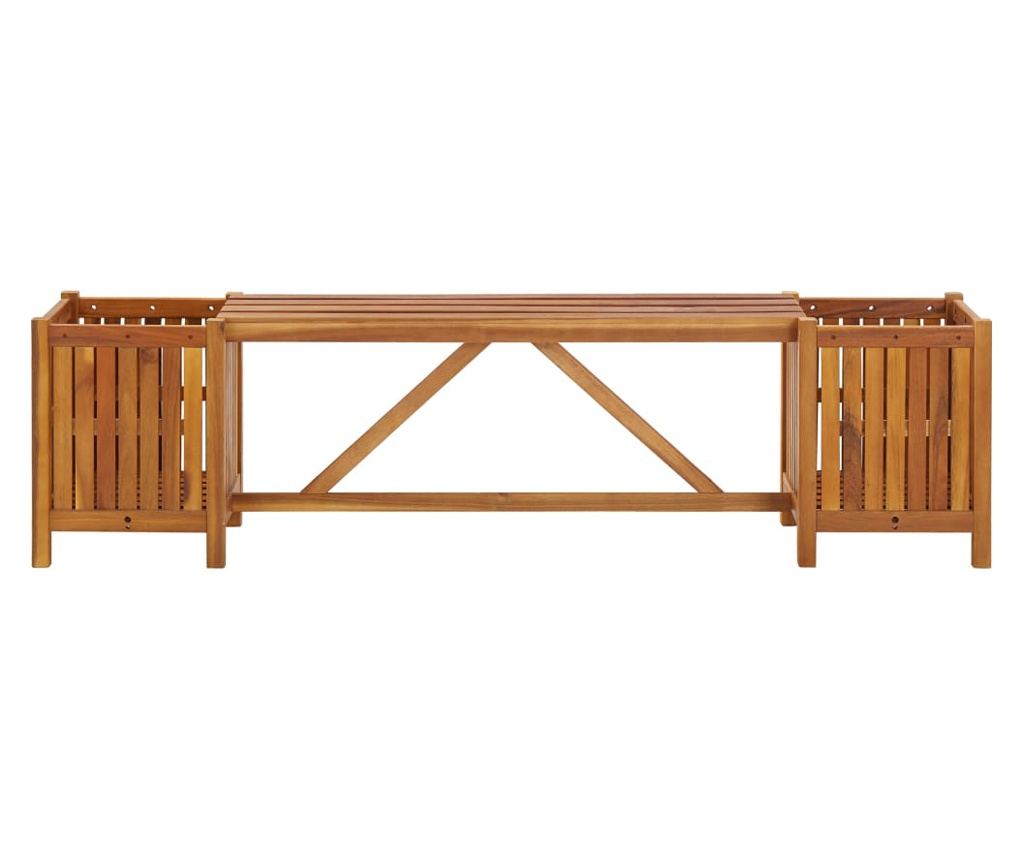 Vrtna klupa s 2 žardinjere, 150x30x40 cm, akacijevo drvo - 2