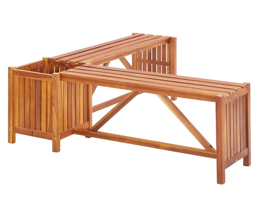 Vrtna klop v kotu z cvetličarjem, 117x117x40 cm, akacija - 3