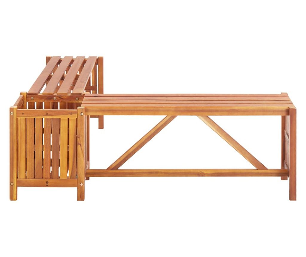Vrtna klop v kotu z cvetličarjem, 117x117x40 cm, akacija - 4