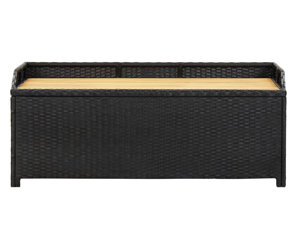 Vrtna klupa za pohranu, crna, 120 cm, poliratan - 3