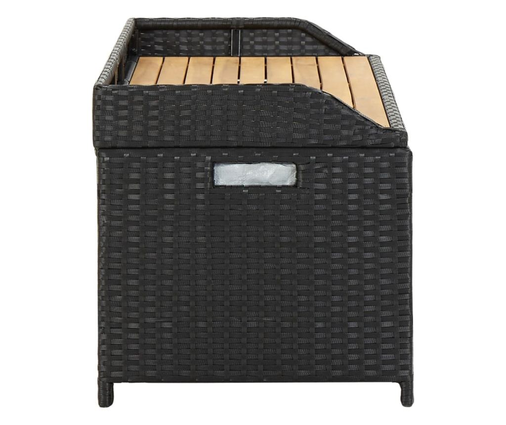 Vrtna klupa za pohranu, crna, 120 cm, poliratan - 4