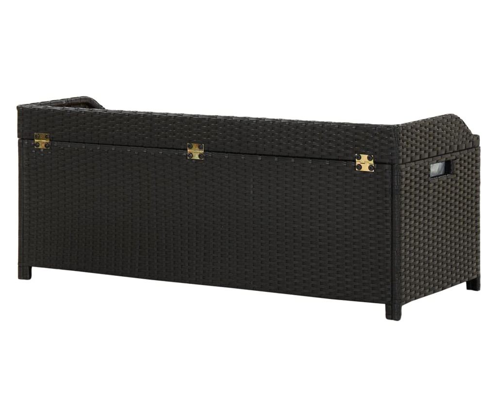 Vrtna klupa za pohranu, crna, 120 cm, poliratan - 5