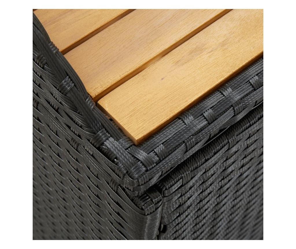 Vrtna klupa za pohranu, crna, 120 cm, poliratan - 7