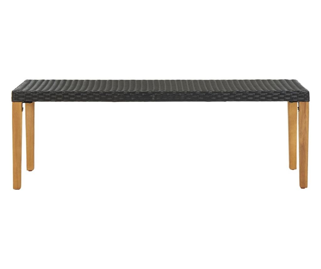 Vrtna klupa, crna, 80 cm, poliratan - 2