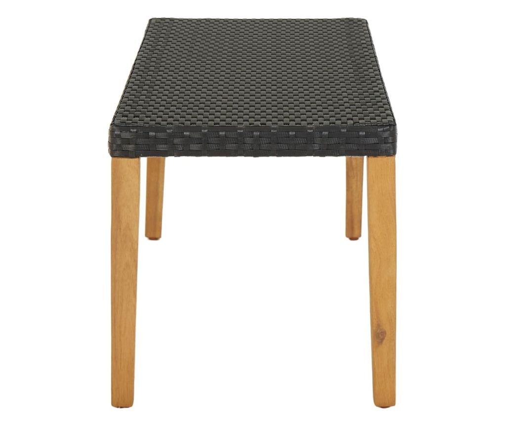 Vrtna klupa, crna, 80 cm, poliratan - 3