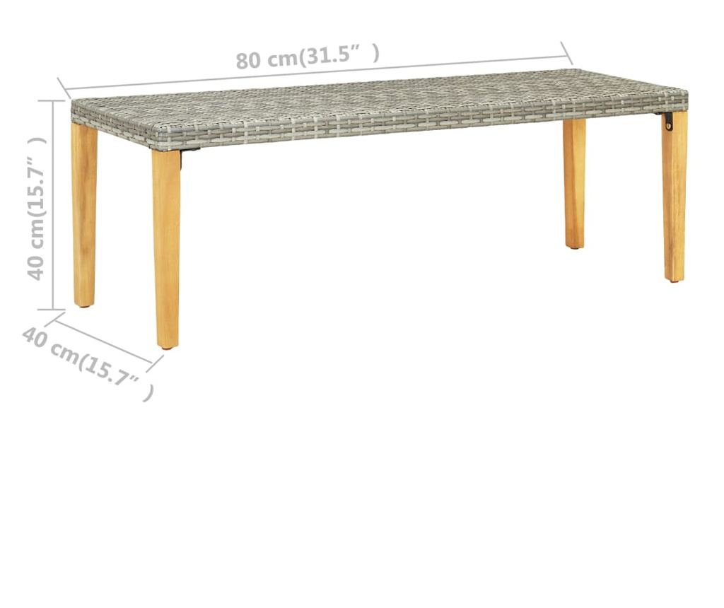 Vrtna klupa, siva, 80 cm, poliratan - 5