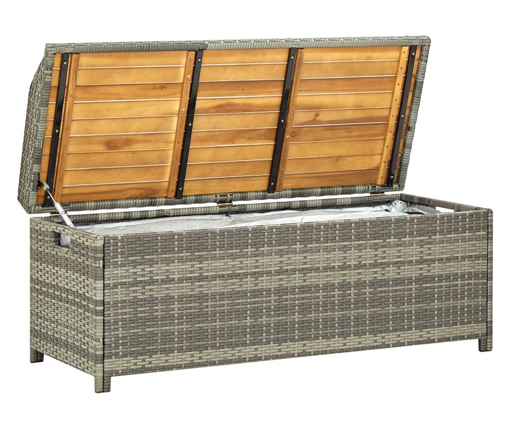 Banka na uskladnenie do záhrady, šedá, 120 cm, polyratan - 2