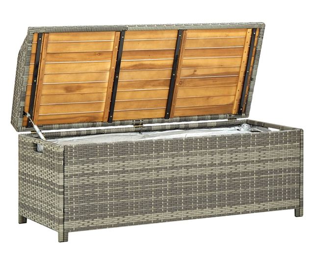 Klupa za pohranu za vrt, siva, 120 cm, poliratan