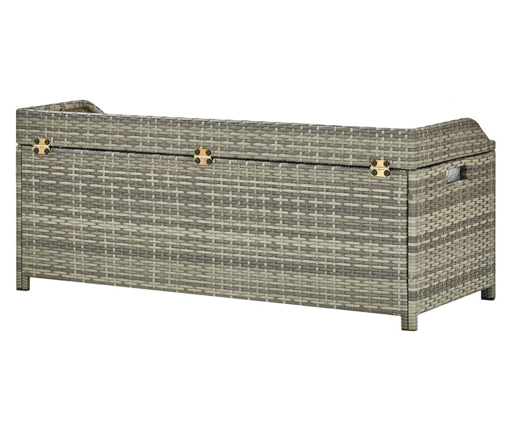 Banka na uskladnenie do záhrady, šedá, 120 cm, polyratan - 5