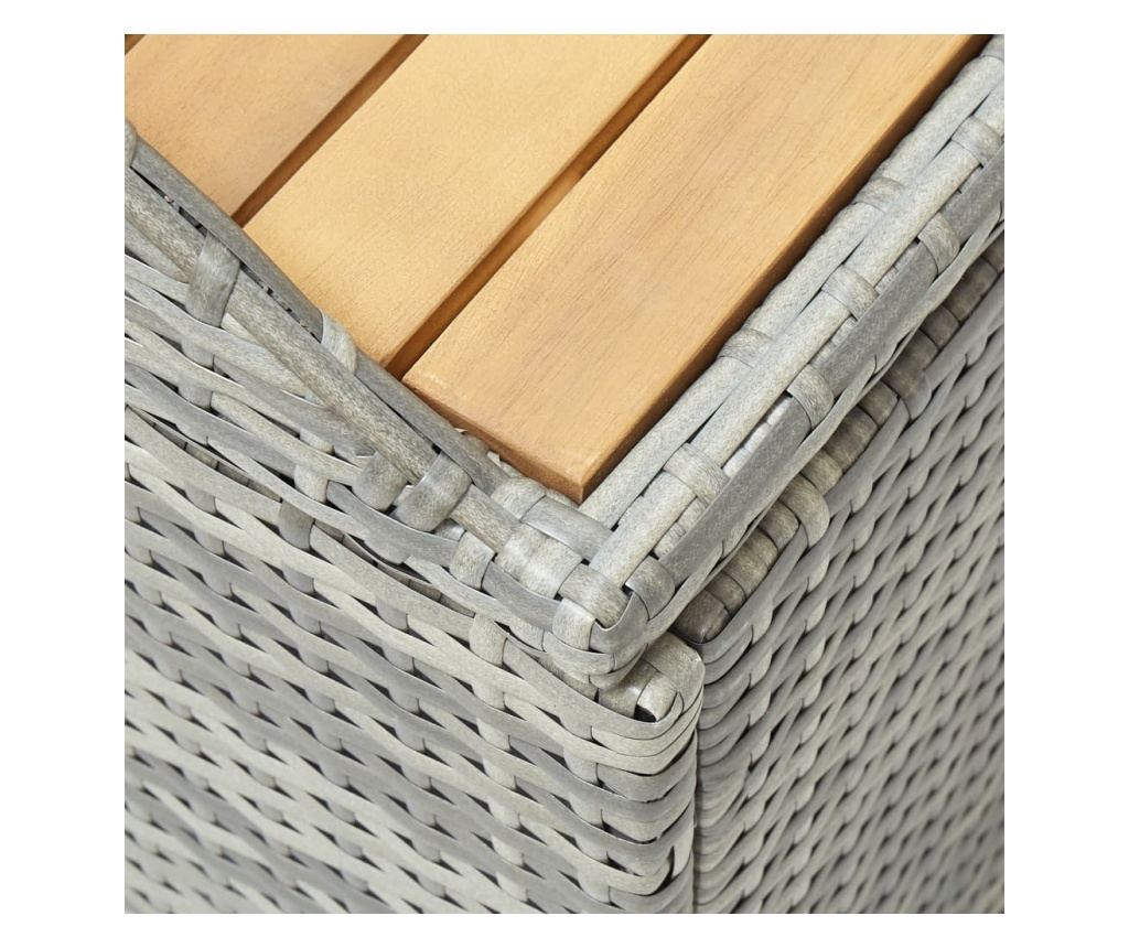 Banka na uskladnenie do záhrady, šedá, 120 cm, polyratan - 6