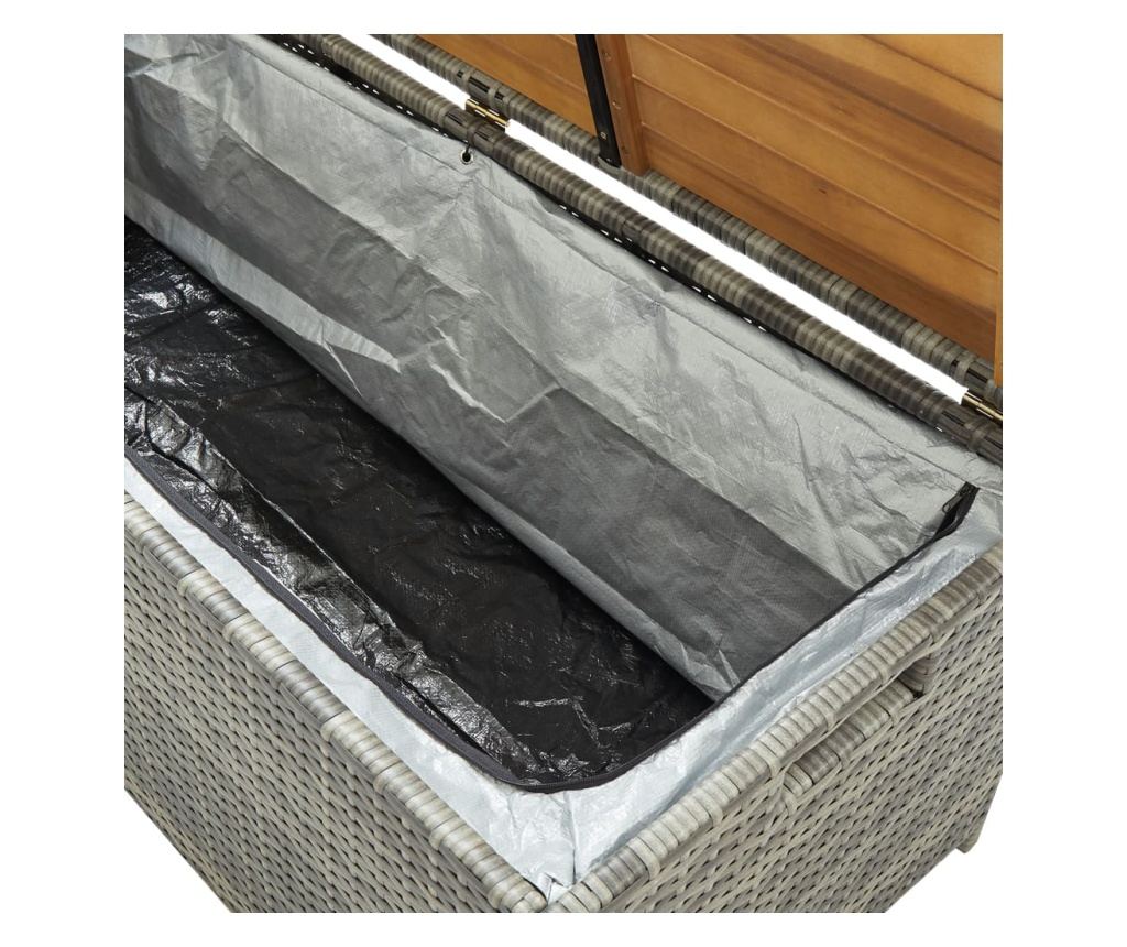 Banka na uskladnenie do záhrady, šedá, 120 cm, polyratan - 7