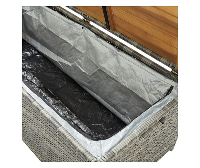 Klupa za pohranu za vrt, siva, 120 cm, poliratan