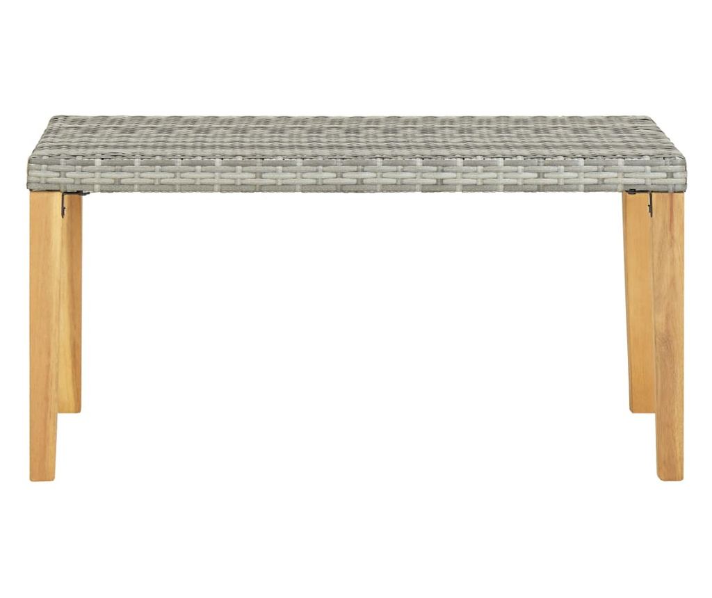 Vrtna klupa, siva, 120 cm, poliratan i bagremovo drvo - 2