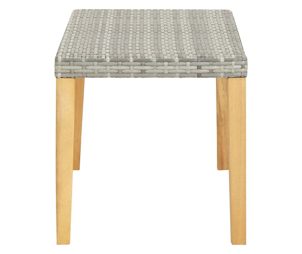 Vrtna klupa, siva, 120 cm, poliratan i bagremovo drvo - 3