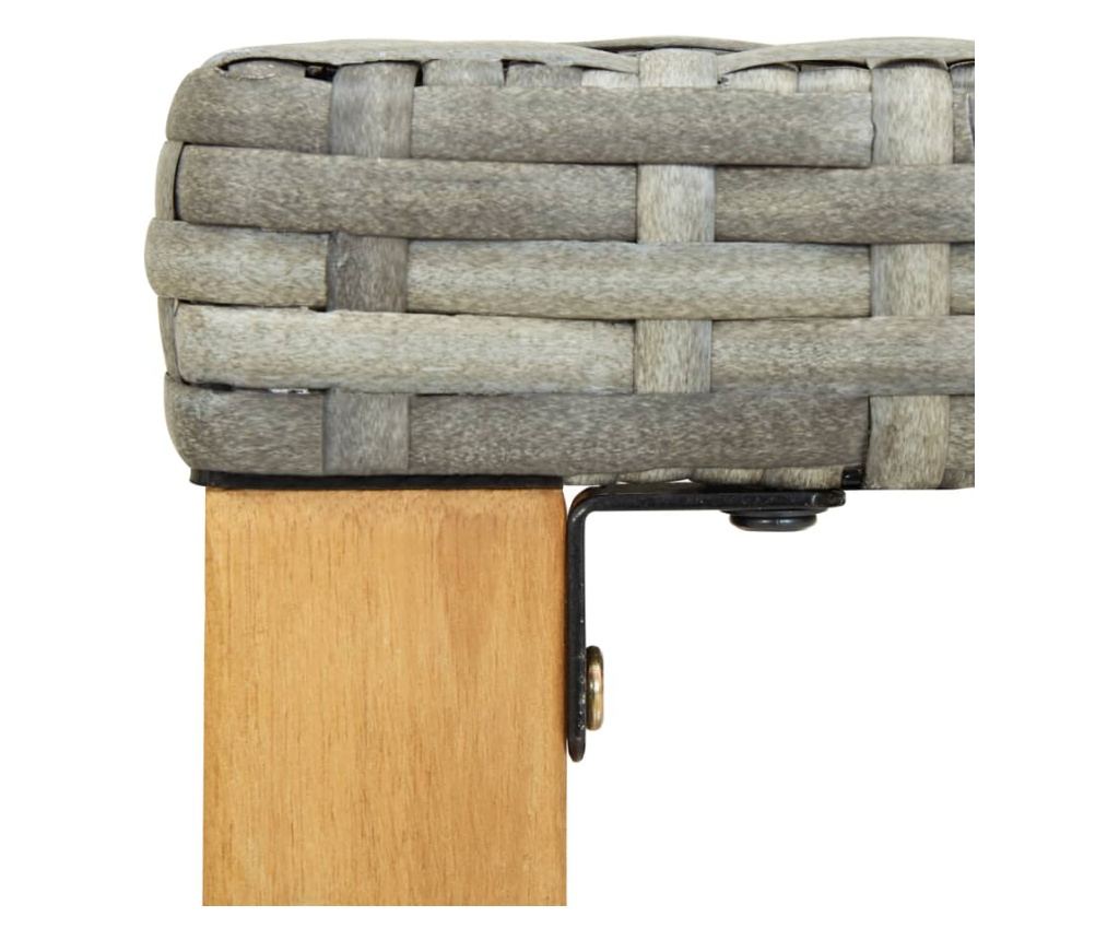 Vrtna klupa, siva, 120 cm, poliratan i bagremovo drvo - 5