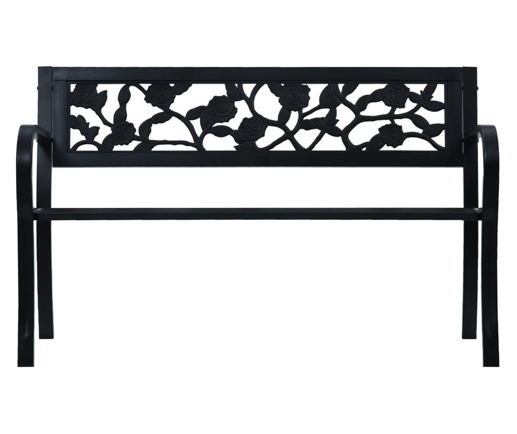 Vrtna klupa, crna, 125 cm, čelik - 2