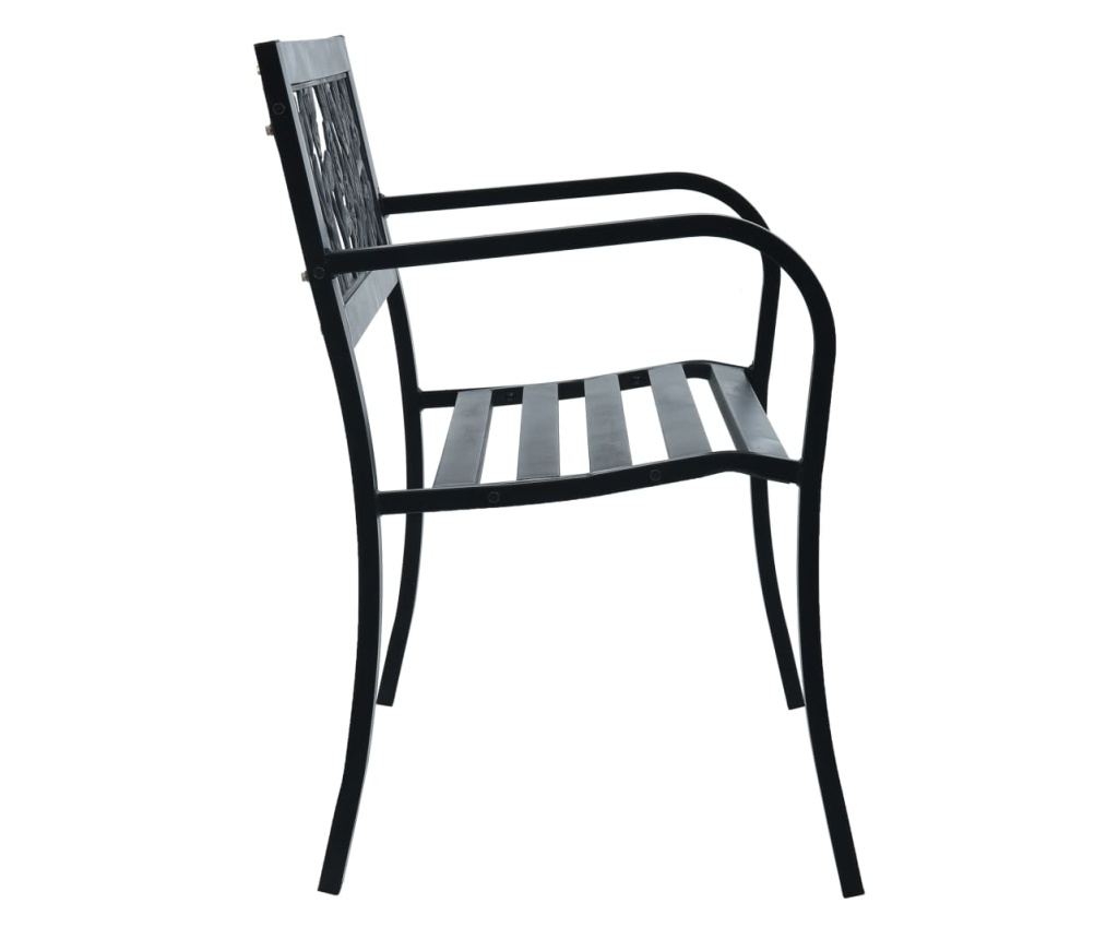 Vrtna klupa, crna, 125 cm, čelik - 3