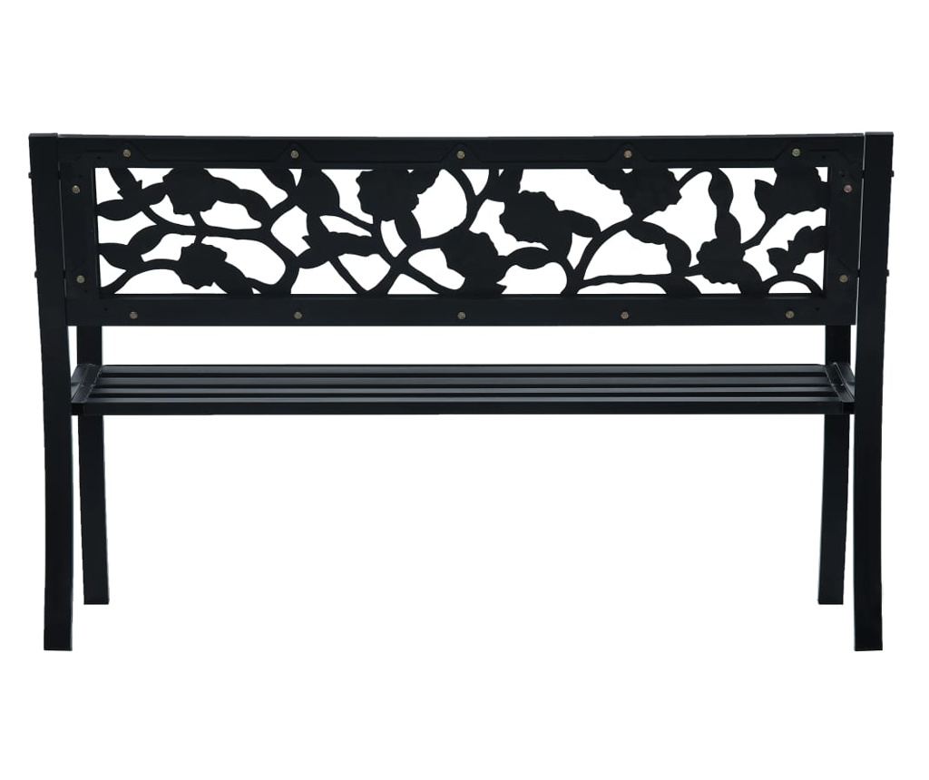 Vrtna klupa, crna, 125 cm, čelik - 4