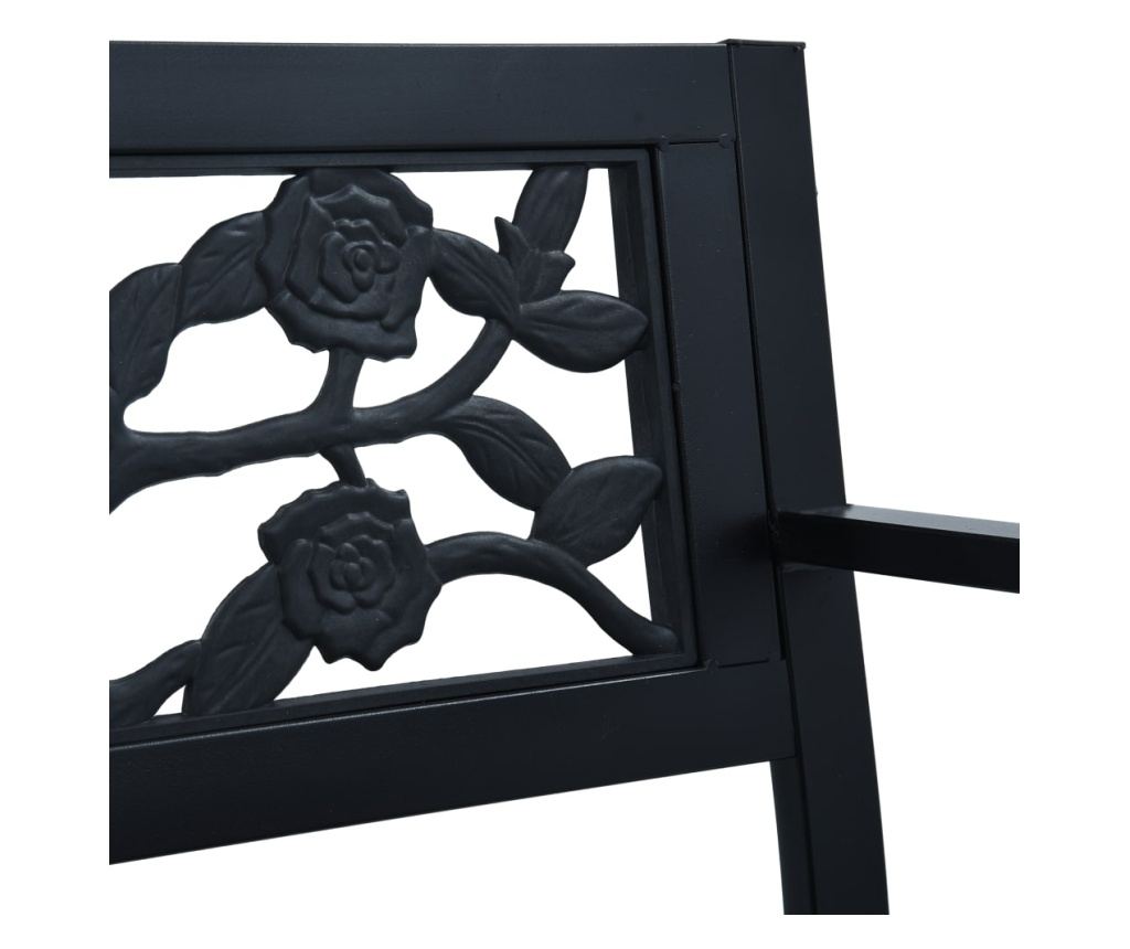 Vrtna klupa, crna, 125 cm, čelik - 5