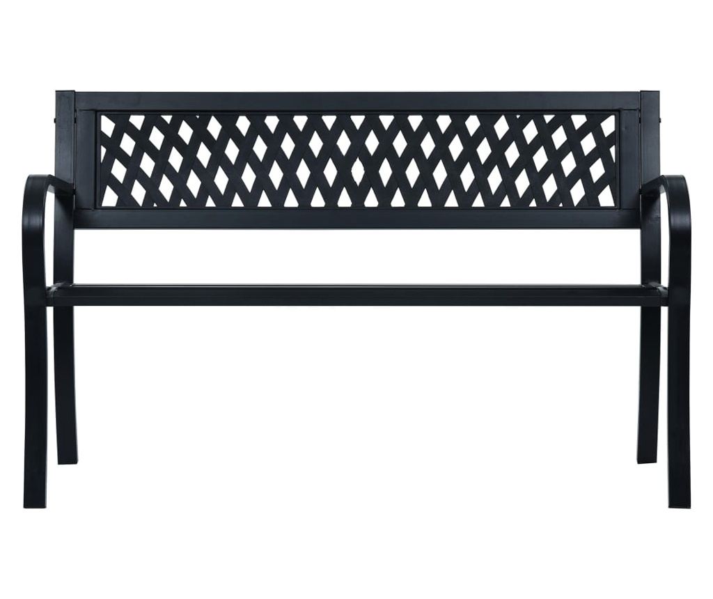 Vrtna klupa, crna, 125 cm, čelik - 2