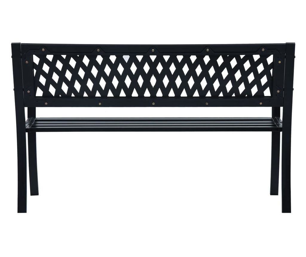 Vrtna klupa, crna, 125 cm, čelik - 4